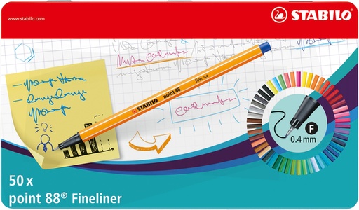 [633130] Fineliner STABILO point 88/50 Fin 50 pièces assorti