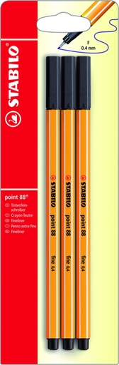 [633111] Fineliner STABILO point 88 fijn zwart blister à 3 stuks