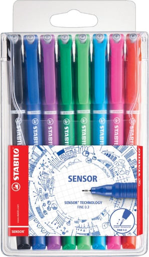 [633248] Fineliner STABILO Sensor 189/8 fijn assorti etui à 8 stuks