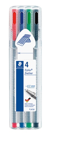 [632099] Fineliner Staedtler Triplus 334 assorti 0,3mm 4 pièces