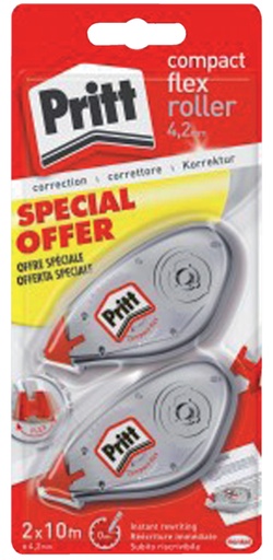 [416534] Roller correcteur Pritt Compact Flex 4,2mmx10m blister 2 pièces