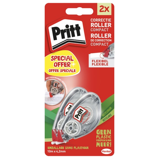 [416534] Roller correcteur Pritt Compact Flex 4,2mmx10m blister 2 pièces