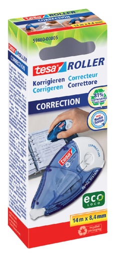[416569] Roller Correcteur rechargeable tesa® ecoLogo® 8,4mmx14m boîte à accrocher