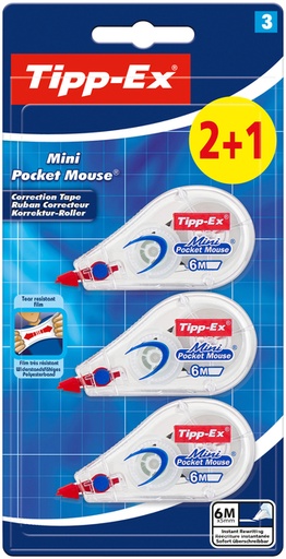 [416141] Correcteur Tipp-Ex Mini Pocket Mouse 5mmx6m blister 2+1 gratuit