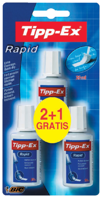Correctievloeistof Tipp-ex Rapid 20ml foam 2+1gratis blister