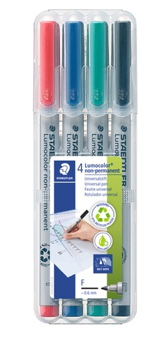 [920676] Viltstift Staedtler Lumocolor 316 non permanent F assorti 4 stuks