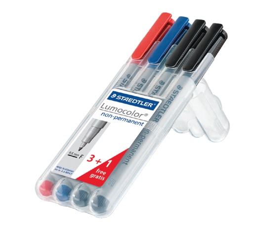 [920676] Viltstift Staedtler Lumocolor 316 non permanent F set à 4 stuks assorti