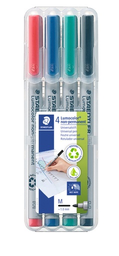 [920674] Viltstift Staedtler Lumocolor 315 non permanent M assorti 4 stuks