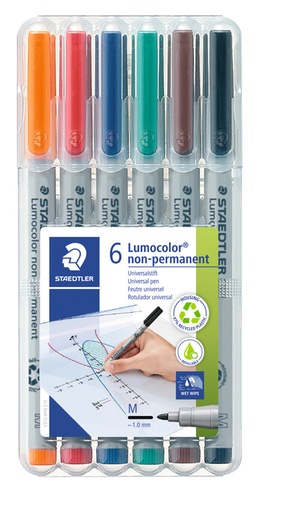 [920656] Viltstift Staedtler Lumocolor 315 non permanent medium assorti 6 stuks