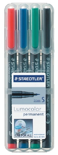 [920672] Viltstift Staedtler Lumocolor 313 permanent S set à 4 stuks assorti