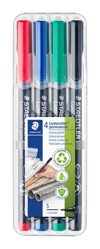 [920672] Viltstift Staedtler Lumocolor 313 permanent S set à 4 stuks assorti