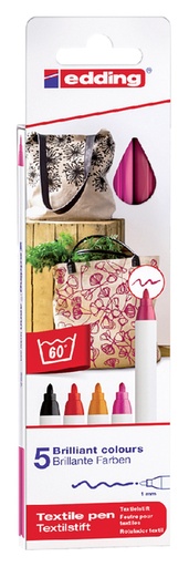 [630797] Textielmarker edding 4600 rond 1mm warm assorti 5 stuks