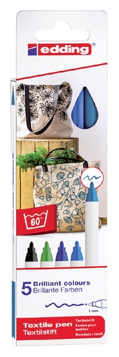 [630798] Textielmarker edding 4600 rond 1mm koel assorti 5 stuks