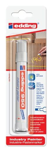 [631460] Marqueur edding 950 Industry pasta ogive 10mm blanc blister