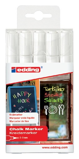 [631312] Krijtstift edding 4095 rond 2-3mm wit blister à 5 stuks