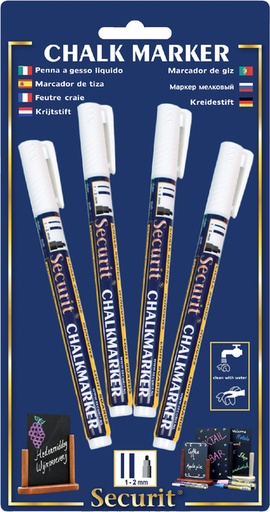 [631287] Krijtstift Securit SMA-100 rond wit 1-2mm blister à 4 stuks