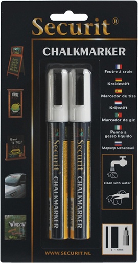 [631290] Krijtstift Securit SMA-510 schuin wit 2-6mm blister à 2 stuks