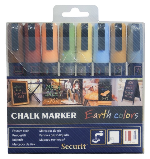 [631294] Krijtstift Securit SMA-510 schuin 2-6mm Earth Colors blister à 8 stuks