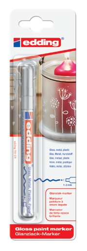 [630418] Feutre peinture edding 751 ogive 1-2mm argent blister 1 pièce