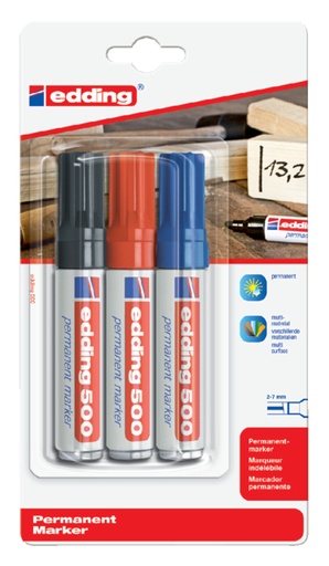 [630108] Viltstift edding 500 schuin assorti 2-7mm blister à 3 stuks