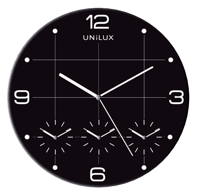 Wandklok Unilux On Time  Ø30,5cm zwart/wit
