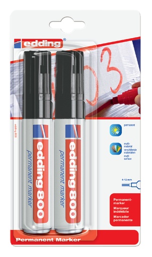 [630179] Viltstift edding 800 schuin 4-12mm zwart blister à 2 stuks