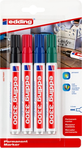 [630035] Viltstift edding 3300 schuin 1-5mm assorti blister à 4 stuks