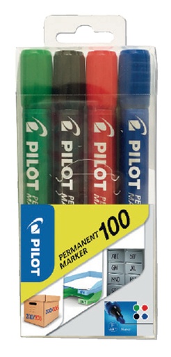 [631579] Viltstift PILOT 100 rond fijn assorti blister à 4 stuks