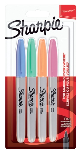 [633314] Viltstift Sharpie rond fine pastel assorti blister à 4 stuks