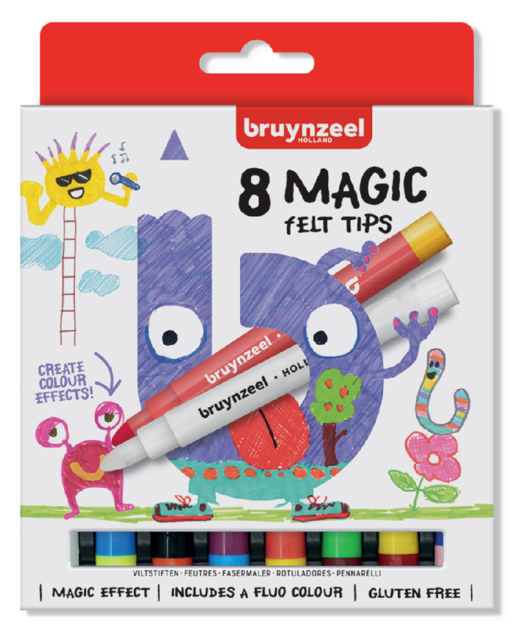 Viltstift Bruynzeel Kids Magic Points blister à 8 stuks assorti