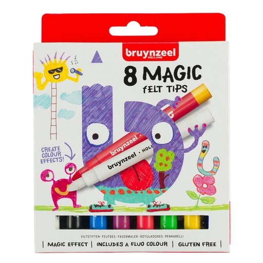 [631417] Viltstift Bruynzeel Kids Magic assorti 8 stuks