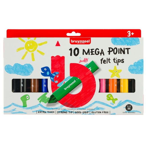 [631410] Viltstift Bruynzeel Kids Mega Point assorti 10 stuks
