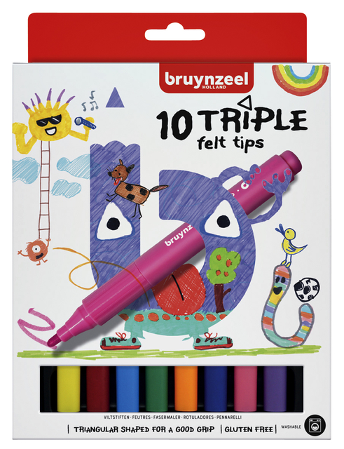 Viltstift Bruynzeel Kids Triple blister à 10 stuks assorti