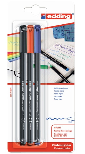 [632535] Fineliner Edding 1200 001-003 Fin assorti blister 3 pièces