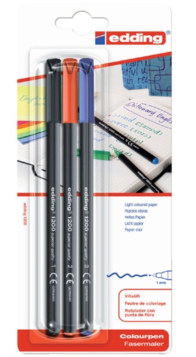 [632535] Fineliner edding 1200 001-003 fijn assorti blister à 3 stuks