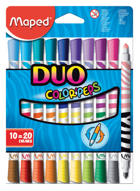Viltstift Maped Color''peps duo karton ophangdoos 10stuks