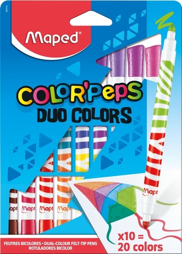 [630144] Viltstift Maped Color'Peps Duo Colors set á 10 stuks assorti