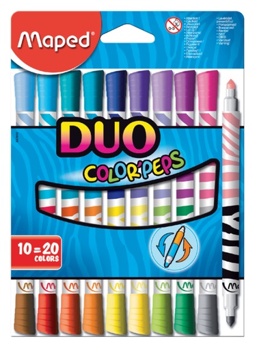 [630144] Viltstift Maped Color'Peps Duo Colors set á 10 stuks assorti