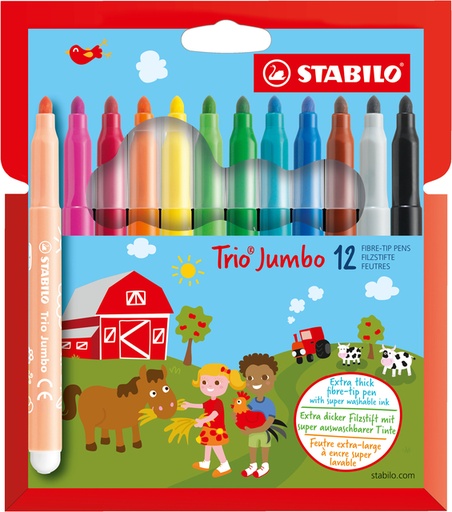 [631147] Viltstift STABILO Trio Jumbo 380/12 extra large assorti etui à 12 stuks