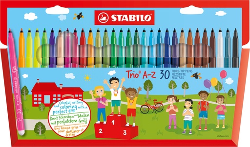 [631143] Viltstift STABILO Trio A-Z 378/30 assorti etui à 30 stuks