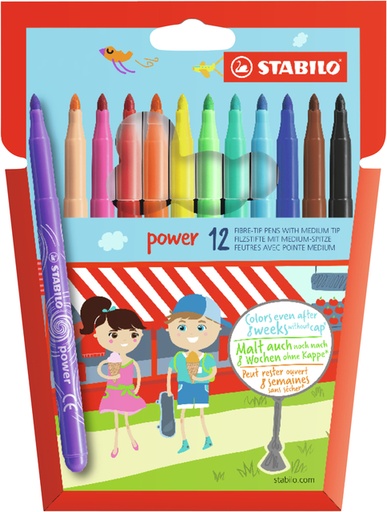 [635703] Feutre STABILO Power 280/12 assorti étui 12 pièces