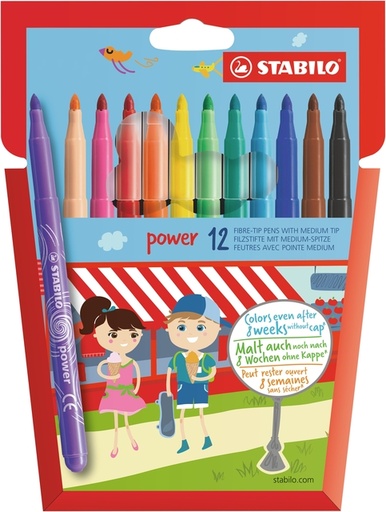 [635703] Feutre STABILO Power 280/12 assorti étui 12 pièces