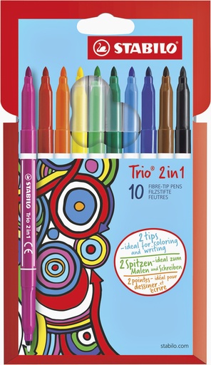 [631141] Viltstift STABILO Trio 2 in 1 assorti etui à 10 stuks