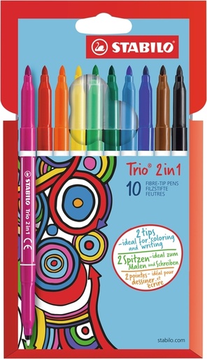 [631141] Viltstift STABILO Trio 2 in 1 assorti etui à 10 stuks