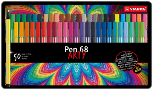 [633364] Viltstift STABILO Pen 68/50 Arty medium assorti blik à 50 stuks