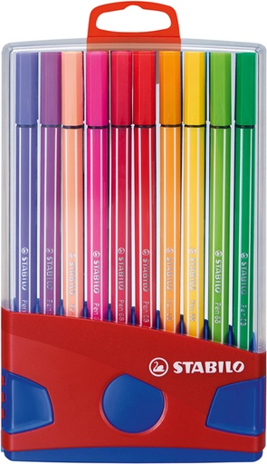 [633210] Viltstift  STABILO Pen 68/20 ColorParade in rood/blauw etui M ass 20st
