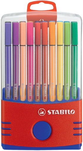 [633210] Viltstift  STABILO Pen 68/20 ColorParade in rood/blauw etui medium assorti etui  à 20 stuks