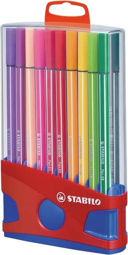 [633210] Viltstift STABILO Pen 68/20 ColorParade in rood/blauw etui M ass 20st
