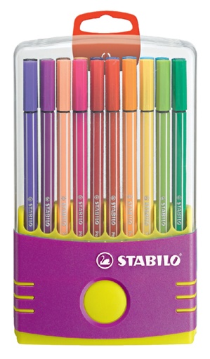 [633218] Viltstift  STABILO Pen 68/20 ColorParade in antraciet/roze etui medium assorti etui  à 20 stuks