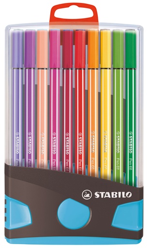 [633219] Feutre STABILO Pen 68 ColorParade anthracite/turquoise Medium assorti étui 20 pièces